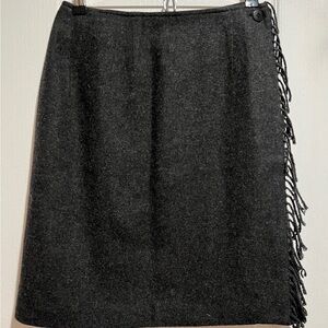 Talbots petites size 2 wool blend wrap fringe skirt. Fully lined.
